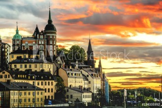 Bild på Stockholm cityscape during sunset time Stockholm Sweden  
